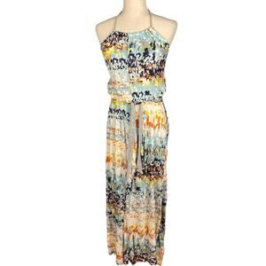 Michael Stars Kaleidoscope Print Lined Maxi Jersey Knit Sundress Halter Small